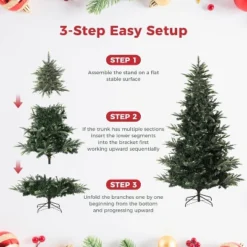 Pre-Lit Artificial Christmas Tree, Spruce Xmas Tree With Thick PE & PVC Branches, UL Listed Warm White Lights, Fire-Resistant, Home, Office -Target Sale Shop GUEST fe402c89 f52c 4c99 b157 db0b84c5ef01